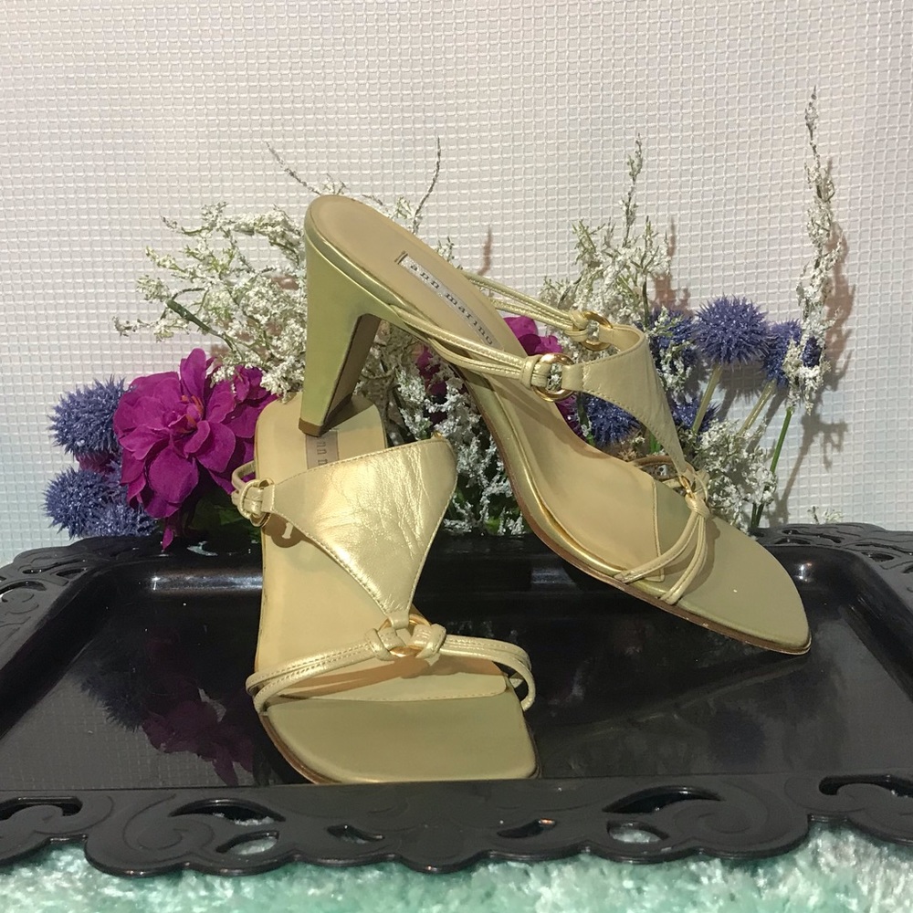 Ann Marino gold square strap-back heel
